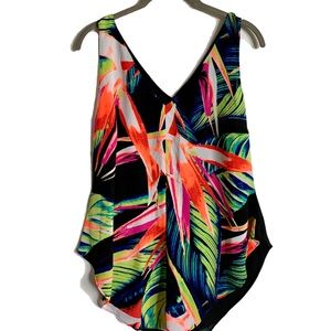 Worthington Floral Palm Sleeveless Blouse Tank